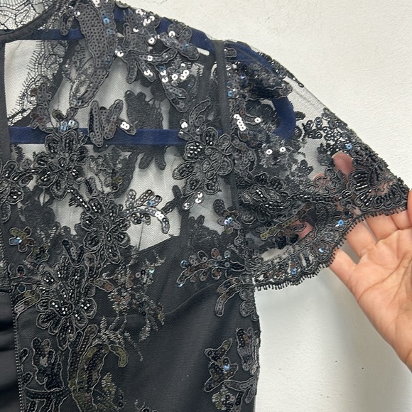 Alice + Olivia Alaina Sequined Lace-Trim Romper - Picture 9 of 11